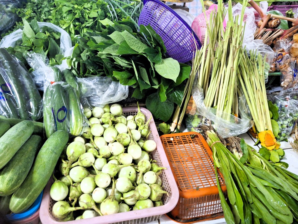 Fresh produce in a market stand